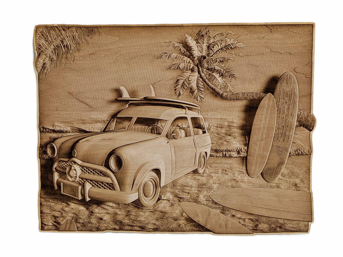The Beach 3D Illusion Laser Engraved & Cut Wall Art Décor Shelf Décor
