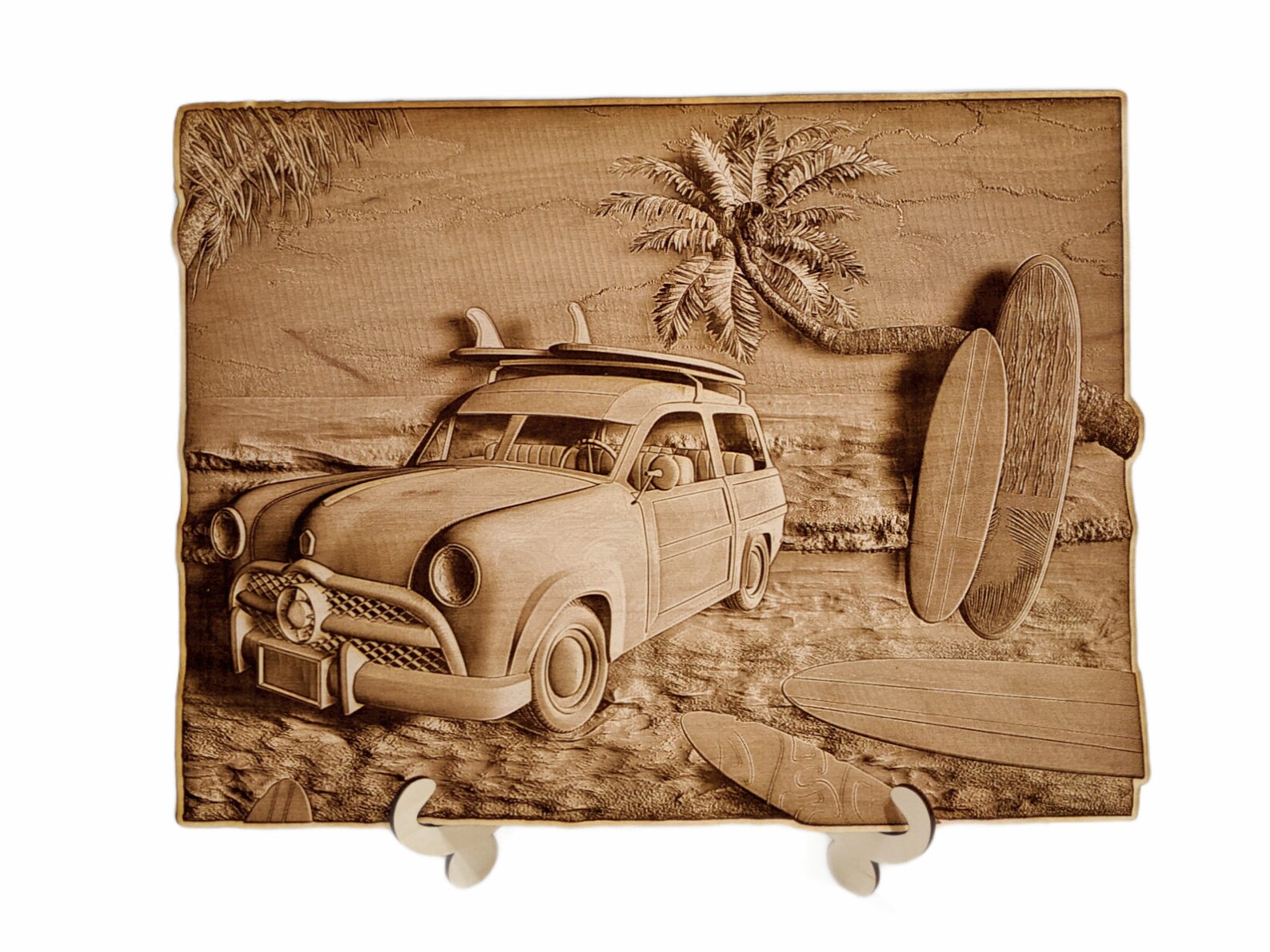 The Beach 3D Illusion Laser Engraved & Cut Wall Art Décor Shelf Décor