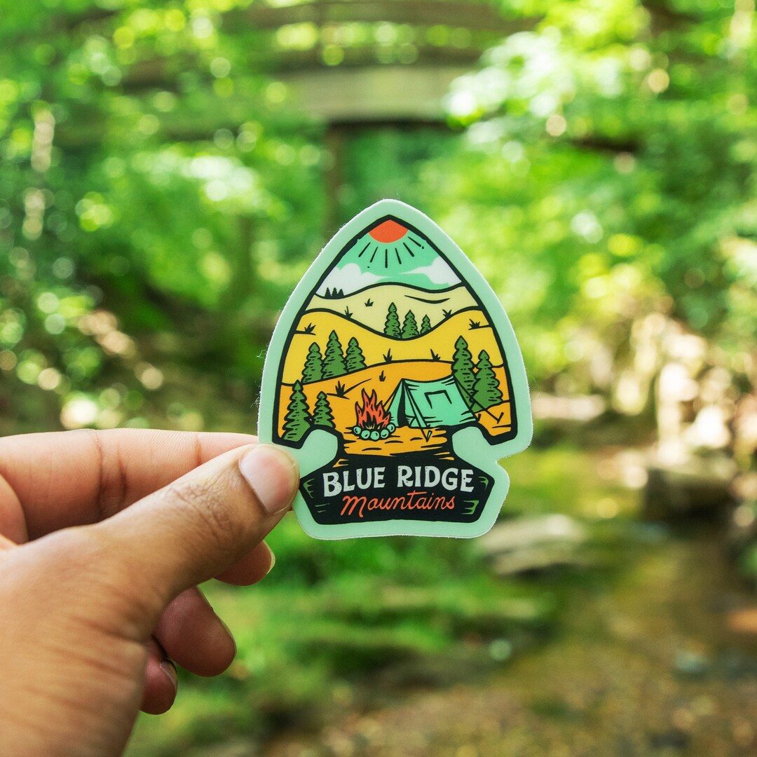 A BLUE RIDGE Campfire // Weatherproof Vinyl Arrowhead Sticker // Water ...
