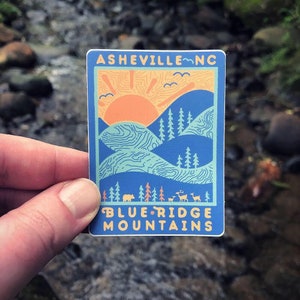DAY RIDGE (Asheville) // A Blue Ridge Mountains Sticker // Weatherproof Vinyl // Nature Gift // Water Bottle, Notebook, Laptop, Car, NC - 3"