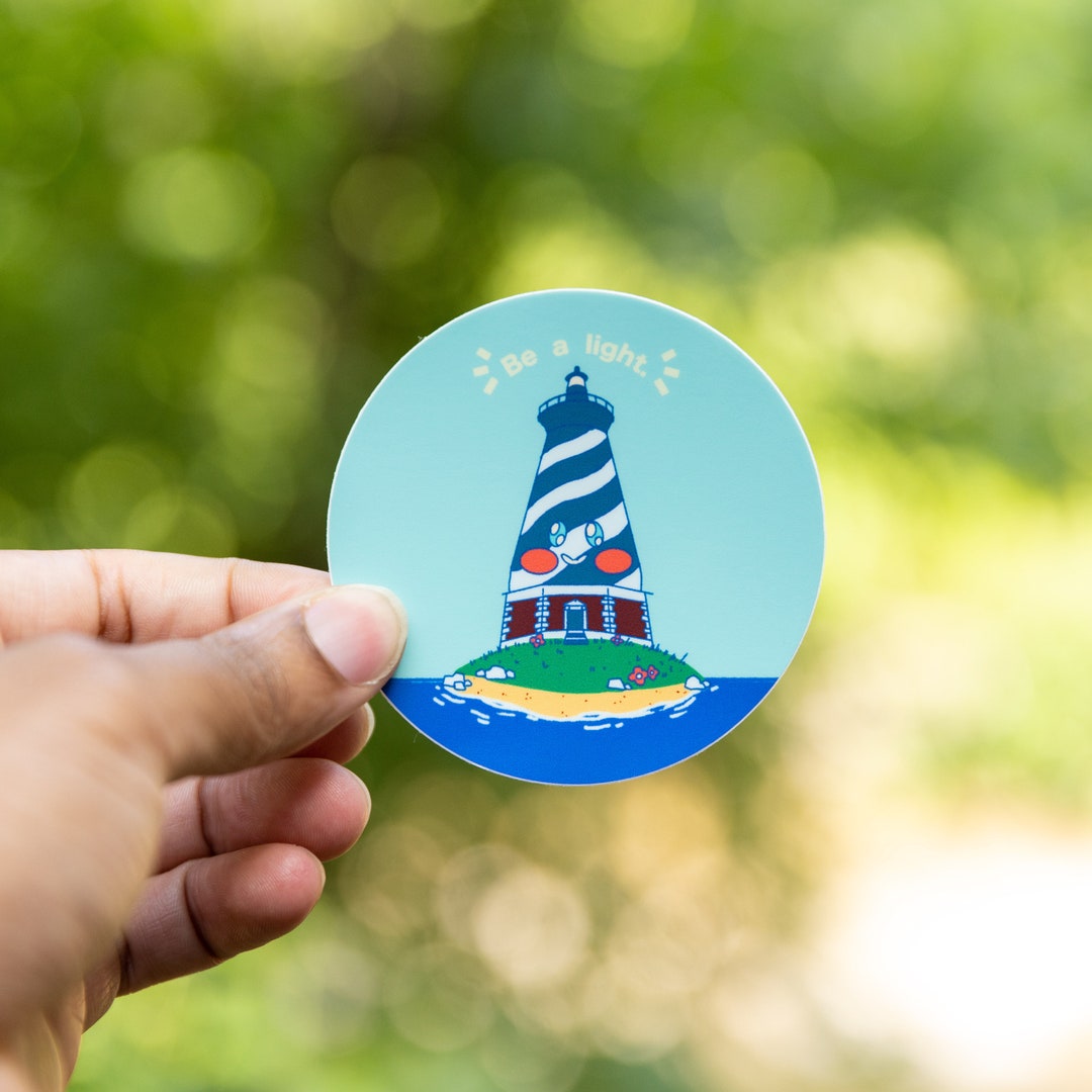 BE A LIGHT // Weatherproof Vinyl Sticker // Lighthouse, Cute, Fun Gift ...