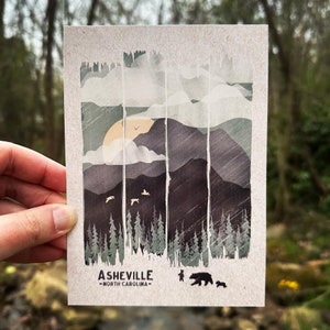 FRÜHLING BERGEWETTER // Asheville Gift // 5” x 7” 16PT Postkarte