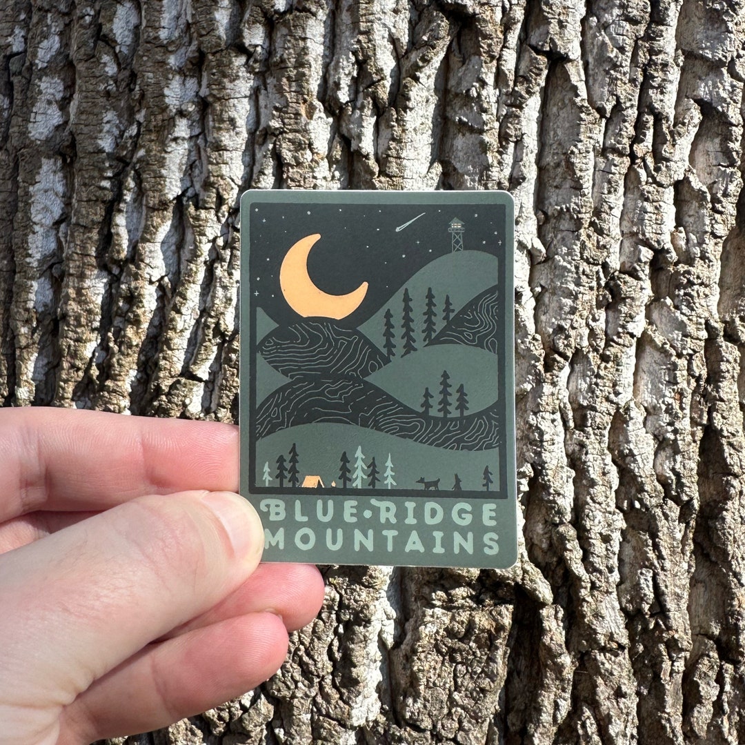 Next Ridge Stickers Night Ridge the Yellow Moon // Weatherproof Outdoor Sticker // Blue ...
