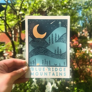 NIGHT RIDGE // Blue Ridge Mountains // Carte postale de 5 x 7 po. 16 PT