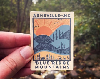 DAY RIDGE (Asheville) // A Blue Ridge Mountains Sticker // Weatherproof Vinyl // Nature Gift // Water Bottle, Laptop, Car Decal, IPad, NC