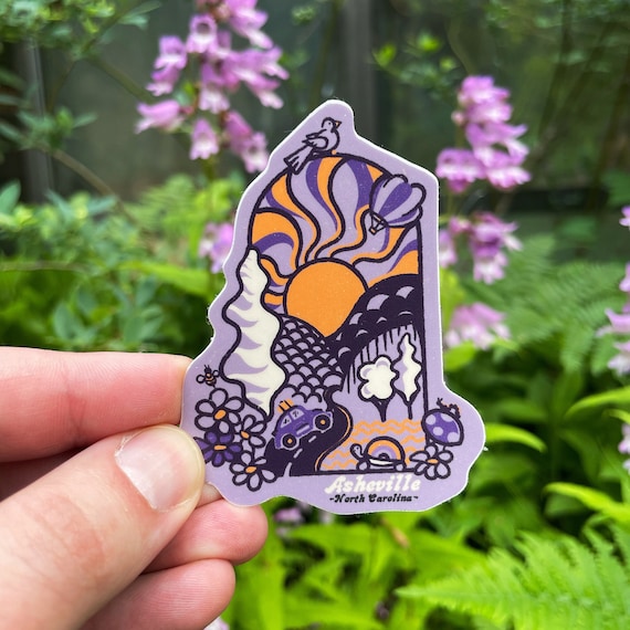 GROOVY DAY (Asheville) // Weatherproof Vinyl 70s Sticker // Bird, Sun, Balloon, Turtle // Hydroflask, Laptop, Car, Notebook, IPhone  - 3"
