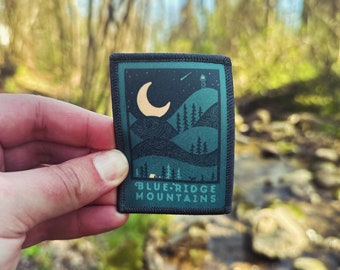 Night Ridge (The Yellow Moon) | Iron-On Patch | Forest Green | Blue Ridge Mountains, NC, VA, WV