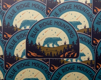 A BLUE RIDGE Bear // Waterproof Vinyl Sticker // Water Bottle, Hydroflask, Laptop, Notebook, Car - 3”
