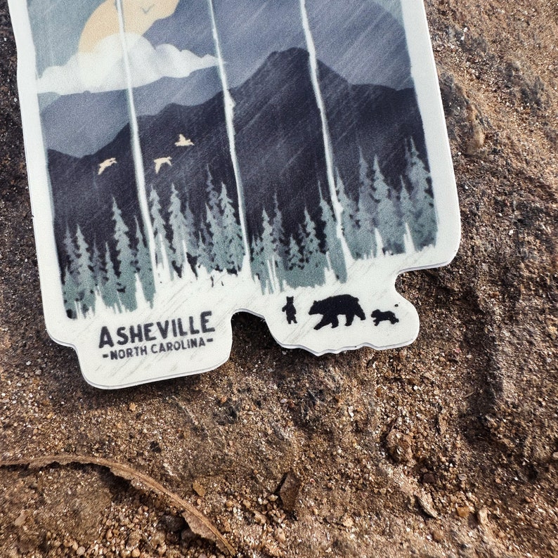 SPRING MOUNTAIN WEATHER Asheville // Waterproof Vinyl Sticker // Bears, Rain, Clouds // Water Bottle, Laptop, Notebook, Car, iPad 3 image 5