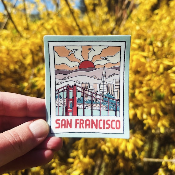 A SAN FRANCISCO Picture // Waterproof Vinyl Sticker // Golden Gate Bridge, Bay Area // Water Bottle, Laptop, Notebook, Car, Gift - 3.5"