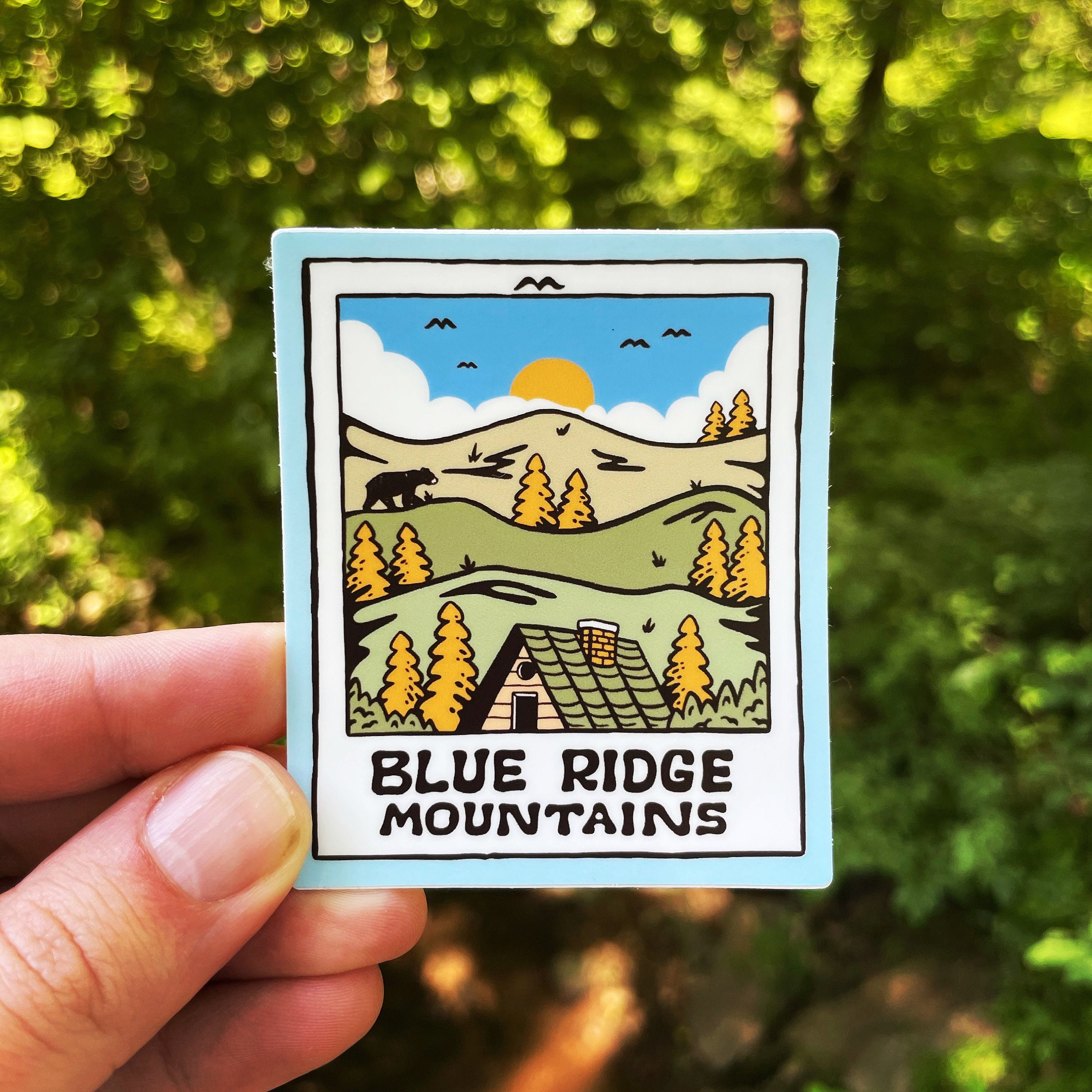 A BLUE RIDGE DAY Picture // Weatherproof Vinyl Sticker // Mountains ...