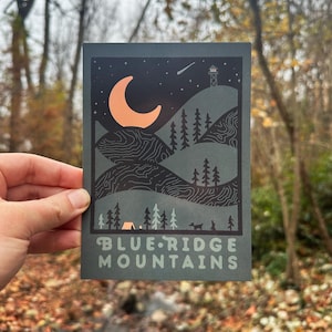 NIGHTRIDGE // Montagnes BLUE RIDGE // Carte postale de 5 x 7 po. 16 PT