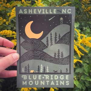 NIGHT RIDGE // ASHEVILLE Regalo // Postal de 5" x 7" 16PT