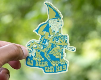 GO YOUR OWN Way (Frog Gnome) // Waterproof Vinyl Sticker // Water Bottle, Laptop, Notebook, Car - 4”