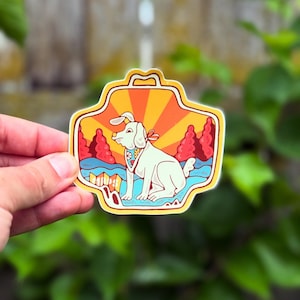 Maleta de perro // Adhesivo de vinilo impermeable // Botella de agua, portátil, cuaderno, coche