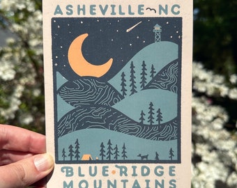 NIGHT RIDGE // ASHEVILLE Gift // 5" x 7" 16PT Postcard
