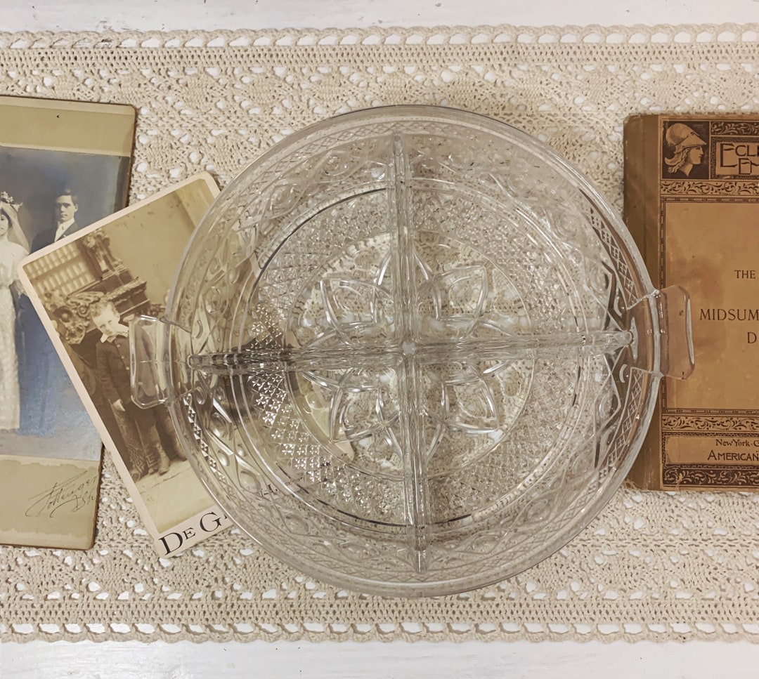 Imperial Glass Ohio Cape Cod Relish Dish, Heavy Clear Glass Divided 4 ...