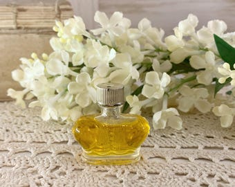 Crown Perfume Bottle, Vintage Miniature Crown Shaped Glass Perfume Cologne Bottle, Mini Decorative Fragrance, Sample Travel Bottle, Full