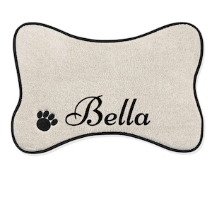 Personalized Pet Dish Mat, Dog Mat, Cat Mat, Pet Feeding Mat, Bone Shaped Placemat, Pet Accessory, Pet Supply, Puppy Gift, Dog Mom, Dog Deco