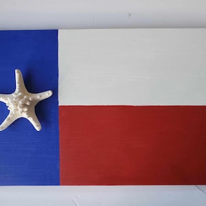 TEXAS FLAG With Pencil STARFISH Sign, Anniversary Gift, Wedding Gift, Rustic Decor, Wedding Decor, Handpainted, beach decor, nautical, coast
