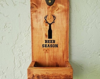 BEER SEASON Beer Bottle Opener and Cap Catcher Rustic