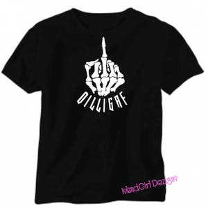 DILLIGAF Skeleton Finger Mens Tshirt