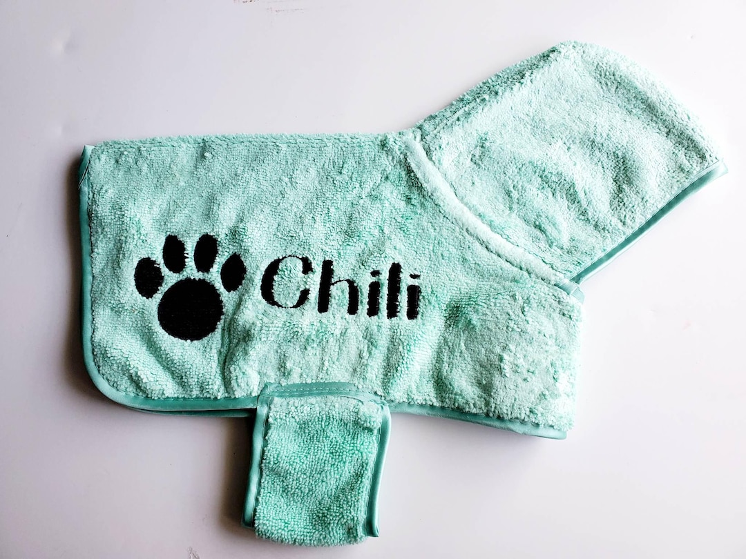 Personalized Embroidered Pet Bath Robe With Pawprint - Etsy