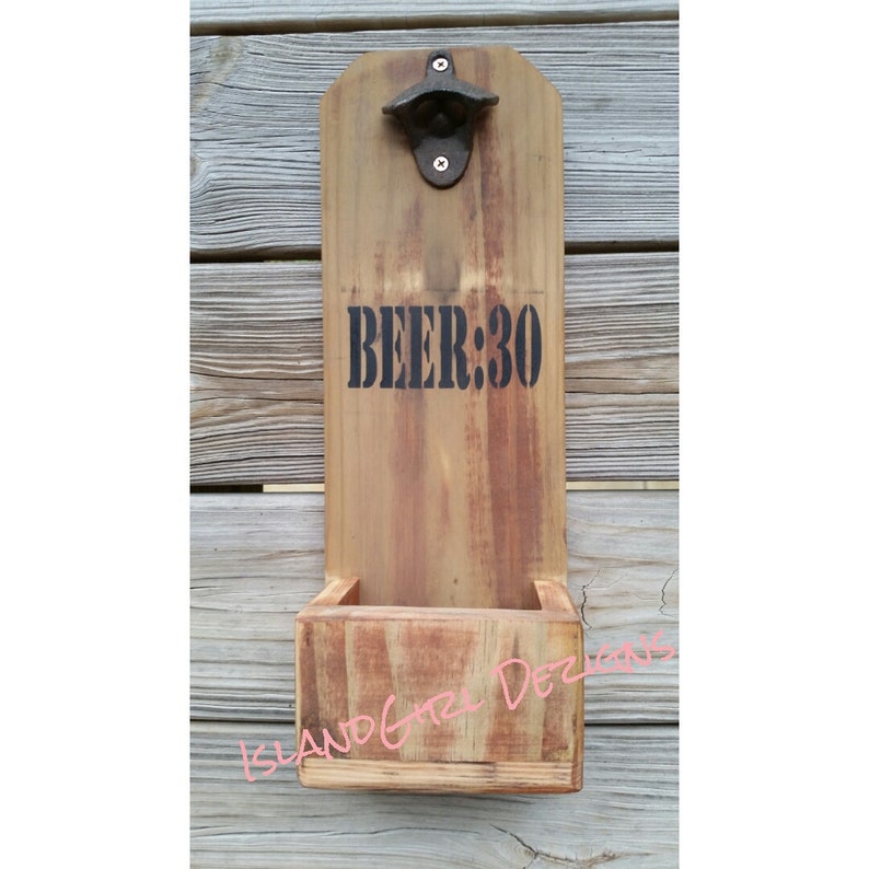 Beer Bottle Opener & Cap Catcher Rustic BEER30 Fathers Day Etsy