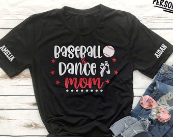 Sports (Any 2 Sports/Activities) Mom Shirt with Custom Names, Personalized Sports Grandma, Nana, Mimi, Mawmaw, Aunt Tshirt