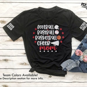 Multiple Sports Mom Shirt with Custom Names (Any 4 Activities/Sports), Personalized Multi-Sport Mom, Grandma, Aunt Tshirt