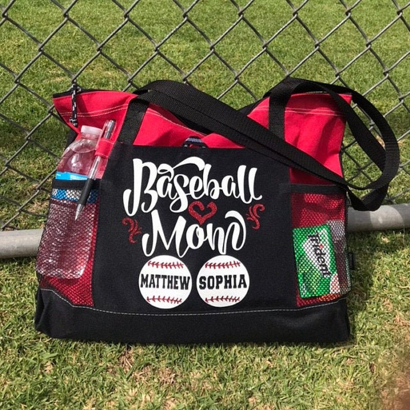 Personalized Baseball Mom (2, 3 or 4 Player) Lightweight Tote Bag, Custom Baseball Mom Tote, Baseball Aunt Tote Bag, SHIPS FREE