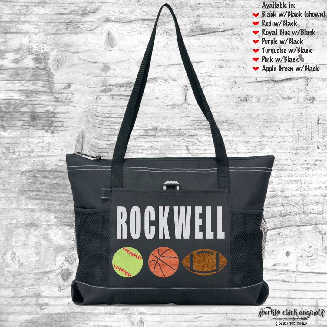 Personalized Sports Mom Bag, Custom Multiple Sports Mom Tote Bag With