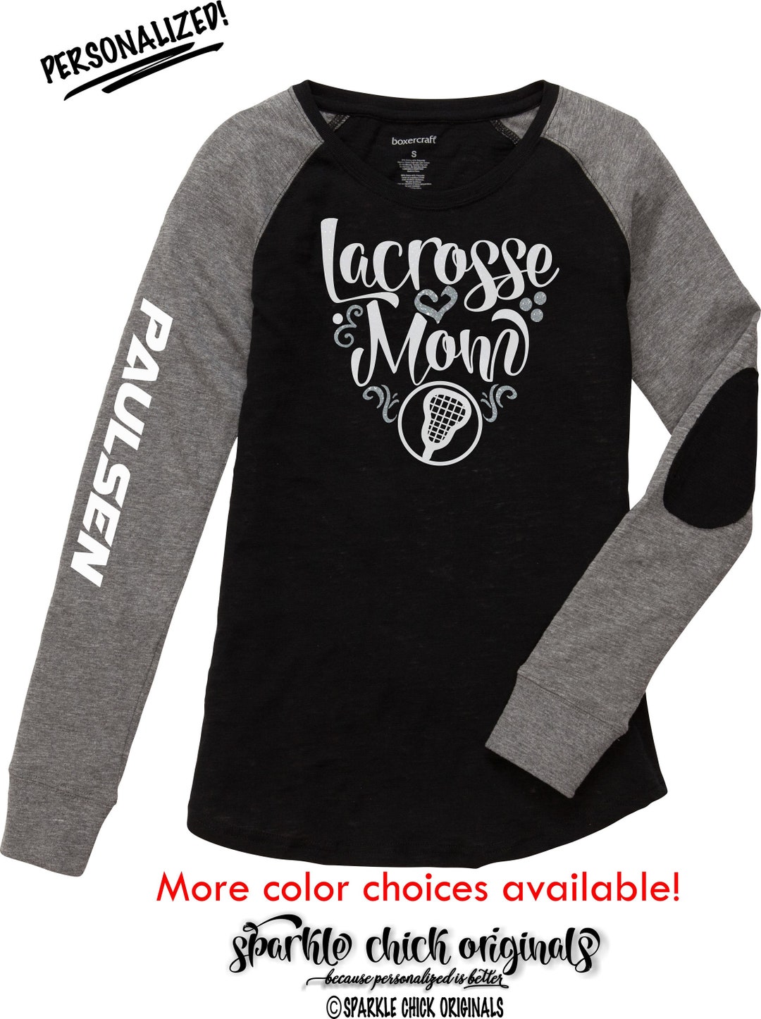 Lacrosse Mom Tee With or Without Custom Number, Lacrosse Mom Bling Long