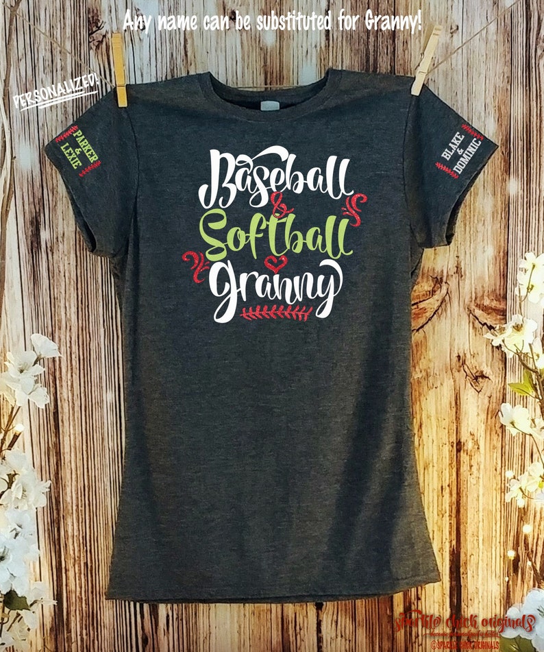 Baseball Softball Grandma Shirt With Custom Names Etsy