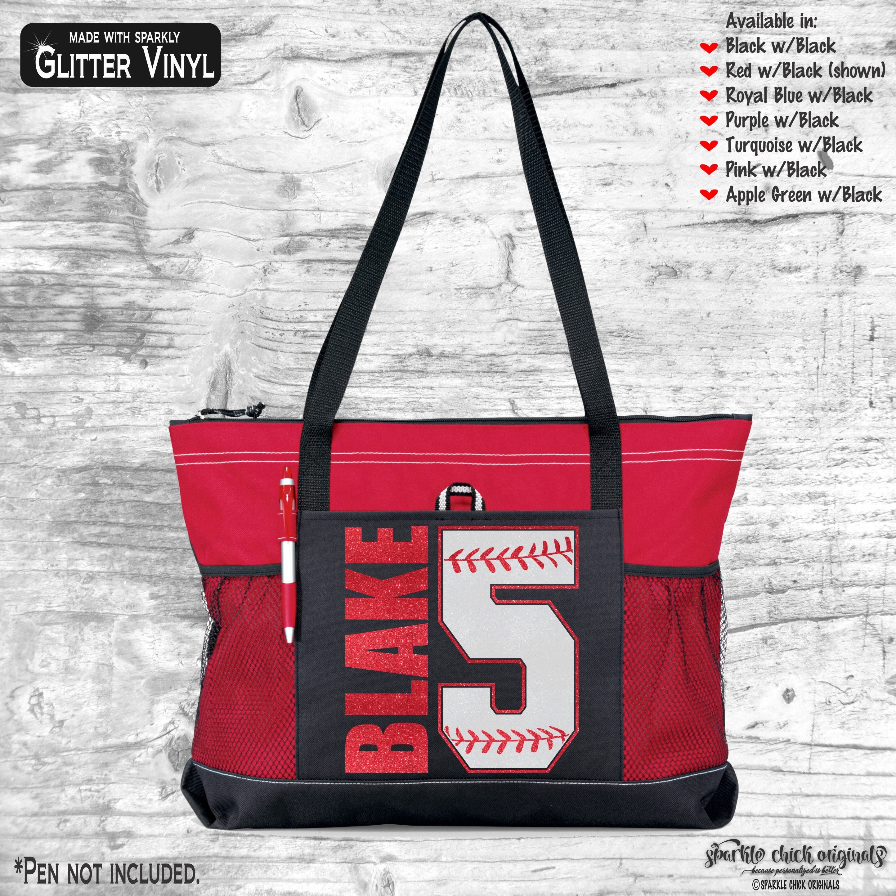 Baseball Mom GLITTER VINYL Tote Bag Lightweight Baseball Etsy