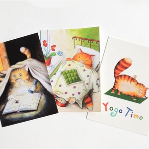 Set di cartoline per gatti, dipinti di gatti rossi, regalo per gli amanti dei gatti, cartoline di gatti arancioni