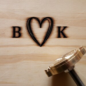 Custom initials with Heart Branding iron, Custom Wedding Branding iron on Wood, Custom Branding iron for Food, Branding Iron Stamp, TY-56