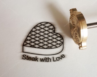 Hierro de marcar personalizado para artesanías, hierro de marcar para carpintería, sello de hierro de marca personal, Steak With Love, sello de hierro de marcar, TY-43