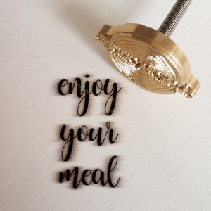 Custom Branding Iron for Handcrafts,  Enjoy Your Meal Personal Brand Iron for Food, Custom Leather Stamp, Wedding Branding Iron Stamp, TY-45