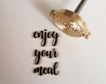 Hierro para marcar personalizado para artesanías, hierro para marcar alimentos con la frase "Disfruta de tu comida", sello de cuero personalizado, sello de hierro para marcar bodas, TY-45