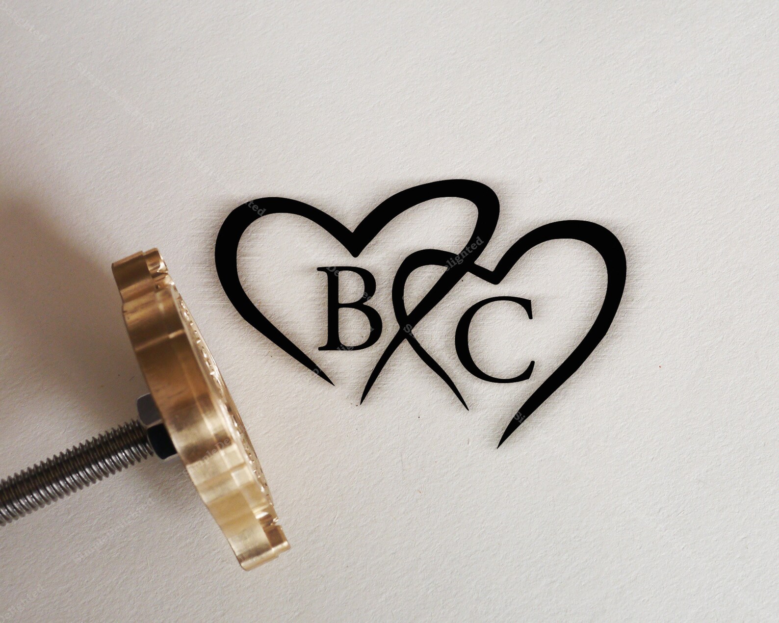 Custom Wood Branding Iron Initials With Hearts Wedding Etsy