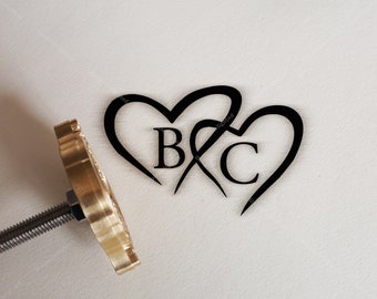 Custom Wood Branding Iron, initials with Hearts wedding Branding iron, Woodworking Brand Iron, Wedding Branding Iron Stamp, TY-39