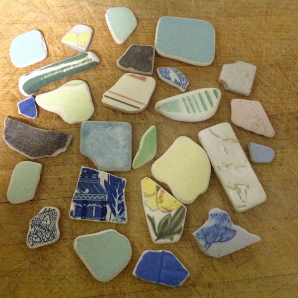 RESERVED for Connie Smooth Lake Erie worn tiles and pottery pieces for crafts and jewellery. - FREE SHIPPING