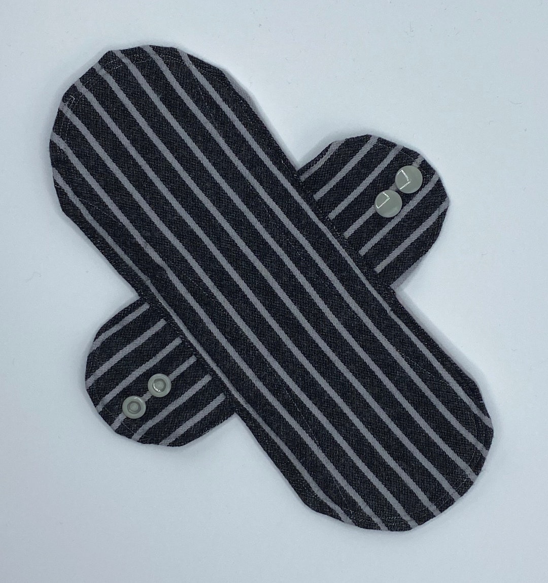 9 Single Layer Incontinence Pad Charcoal and Gray Stripe Etsy