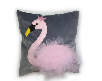 Roze Zwaan Fluwelen Kussen