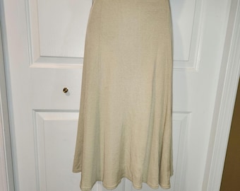 1960s A-line beige skirt | Vintage midi skirt