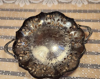 Ornate vintage silver tray | Ring tray | Trinket plate | Silver catch-all plate