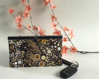 Womens Wallet | Handmade Brown Gold Fabric Wallet | Metal Frame Clasp Coin Purse