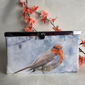 Cartera de tela para mujer Cartera portatarjetas de tela con diseño de pájaros