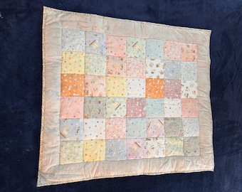Handmade Flannel Baby Quilt – Pastel Patchwork Nursery Blanket